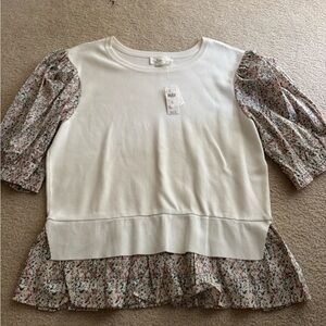 Anthropologie Cream Blouse with Tiered Design